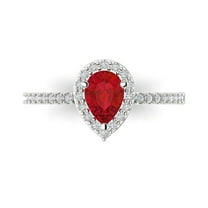 Solitaire with Accents Engagement Ring for Women - 0.755ct Simulated Ruby in 18K White Gold Promise Ring
