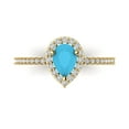 thumbnail image 1 of Solitaire with Accents Engagement Ring for Women - 0.755ct Simulated Turquoise in 14K Yellow Gold Promise Ring, 1 of 6