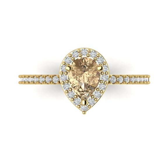 Solitaire with Accents Engagement Ring for Women - 0.755ct Yellow Moissanite in 14K Yellow Gold Promise Ring