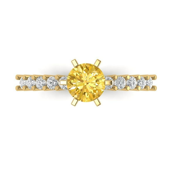 Solitaire with Accents Engagement Ring for Women - 1.05ct Natural Citrine in 14K Yellow Gold Promise Ring