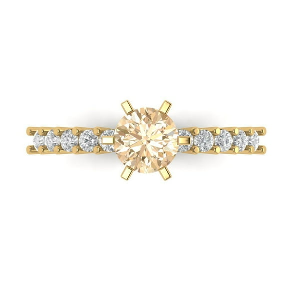 Solitaire with Accents Engagement Ring for Women - 1.05ct Natural Morganite in 14K Yellow Gold Promise Ring