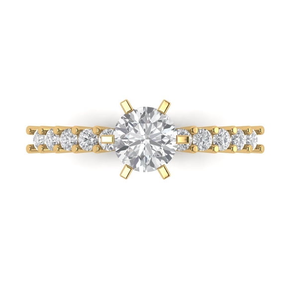 Solitaire with Accents Engagement Ring for Women - 1.05ct Simulated Diamond in 14K Yellow Gold Promise Ring