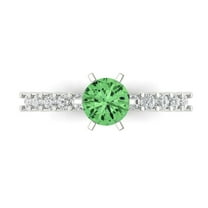 Solitaire with Accents Engagement Ring for Women - 1.05ct Simulated Green Diamond in 18K White Gold Promise Ring