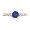 thumbnail image 1 of Solitaire with Accents Engagement Ring for Women - 1.05ct Simulated Tanzanite in 14K Rose Gold Promise Ring, 1 of 6