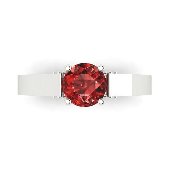Solitaire with Accents Engagement Ring for Women - 1.06ct Natural Garnet in 18K White Gold Promise Ring