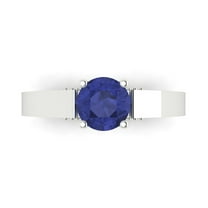 Solitaire with Accents Engagement Ring for Women - 1.06ct Simulated Tanzanite in 18K White Gold Promise Ring