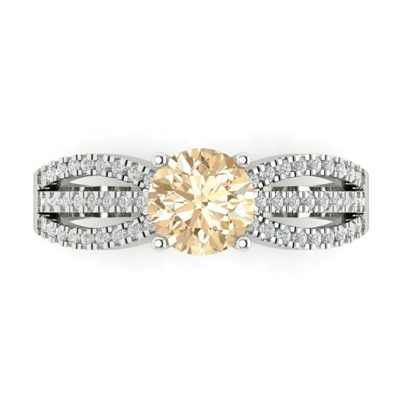 Solitaire with Accents Engagement Ring for Women - 1.27ct Natural Morganite in 18K White Gold Promise Ring
