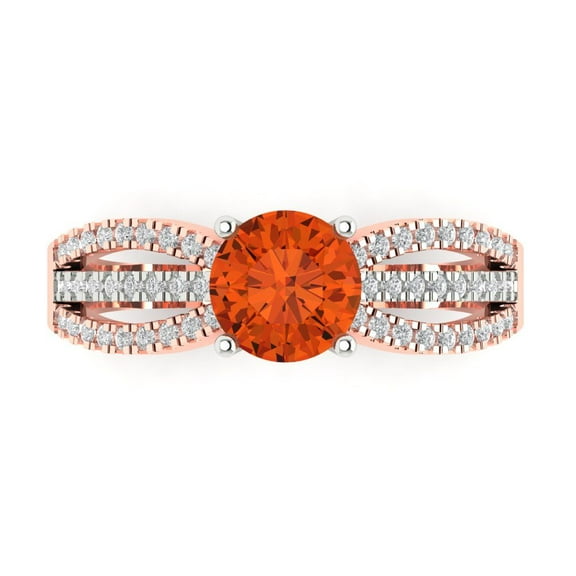 Solitaire with Accents Engagement Ring for Women - 1.27ct Simulated Red Diamond in 14K White/Rose Gold Promise Ring
