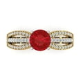 thumbnail image 1 of Solitaire with Accents Engagement Ring for Women - 1.27ct Simulated Ruby in 18K Yellow/White Gold Promise Ring, 1 of 6