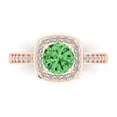 thumbnail image 1 of Solitaire with Accents Engagement Ring for Women - 1.335ct Simulated Green Diamond in 14K Rose Gold Promise Ring, 1 of 6