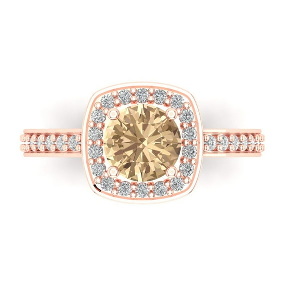 Solitaire with Accents Engagement Ring for Women - 1.335ct Yellow Moissanite in 14K Rose Gold Promise Ring