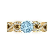 Solitaire with Accents Engagement Ring for Women - 1.42ct Simulated Blue Diamond in 18K Yellow/White Gold Promise Ring