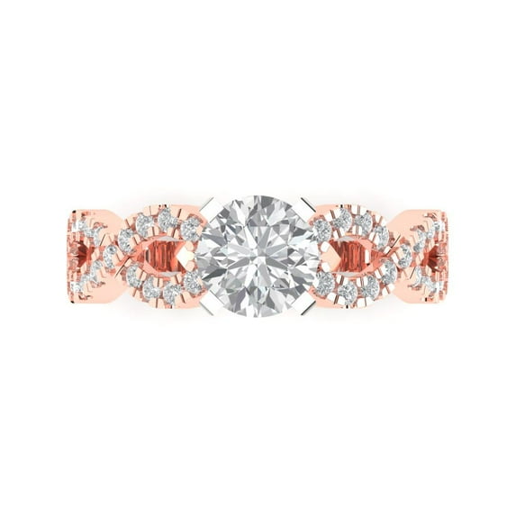 Solitaire with Accents Engagement Ring for Women - 1.42ct Simulated Diamond in 14K Rose/White Gold Promise Ring