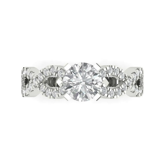 Solitaire with Accents Engagement Ring for Women - 1.42ct Simulated Diamond in 14K White Gold Promise Ring