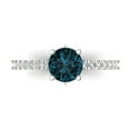 thumbnail image 1 of Solitaire with Accents Engagement Ring for Women - 1.465ct Natural London Blue Topaz in 18K White Gold Promise Ring, 1 of 6