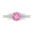 thumbnail image 1 of Solitaire with Accents Engagement Ring for Women - 1.465ct Simulated Pink Diamond in 14K White Gold Promise Ring, 1 of 8