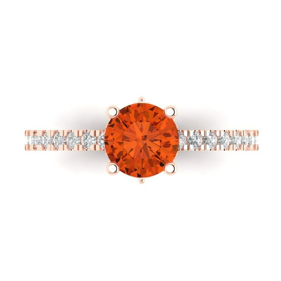 Solitaire with Accents Engagement Ring for Women - 1.465ct Simulated Red Diamond in 14K Rose Gold Promise Ring