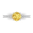thumbnail image 1 of Solitaire with Accents Engagement Ring for Women - 1.465ct Simulated Yellow Diamond in 14K White Gold Promise Ring, 1 of 8