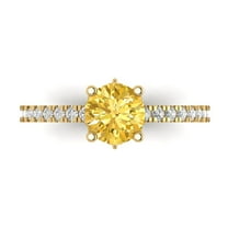 Solitaire with Accents Engagement Ring for Women - 1.465ct Simulated Yellow Diamond in 18K Yellow Gold Promise Ring