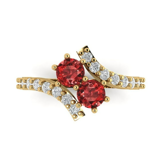 Solitaire with Accents Engagement Ring for Women - 1.48ct Natural Garnet in 14K Yellow Gold Promise Ring