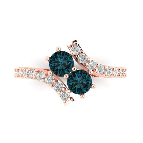 Solitaire with Accents Engagement Ring for Women - 1.48ct Natural London Blue Topaz in 14K Rose Gold Promise Ring