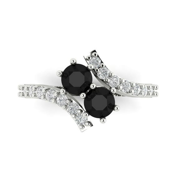 Solitaire with Accents Engagement Ring for Women - 1.48ct Natural Onyx in 14K White Gold Promise Ring