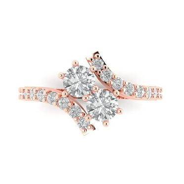 Solitaire with Accents Engagement Ring for Women - 1.48ct Simulated Diamond in 18K Rose Gold Promise Ring