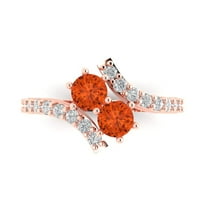 Solitaire with Accents Engagement Ring for Women - 1.48ct Simulated Red Diamond in 18K Rose Gold Promise Ring