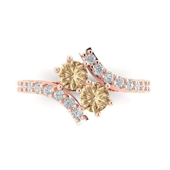 Solitaire with Accents Engagement Ring for Women - 1.48ct Yellow Moissanite in 14K Rose Gold Promise Ring