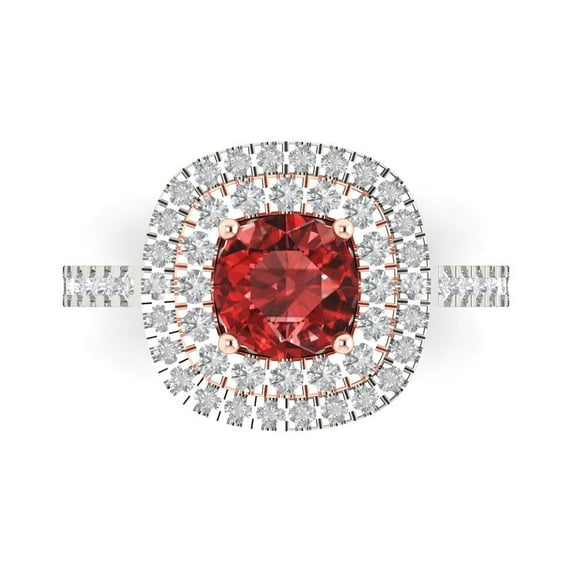 Solitaire with Accents Engagement Ring for Women - 1.615ct Natural Garnet in 14K White/Rose Gold Promise Ring