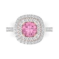 thumbnail image 1 of Solitaire with Accents Engagement Ring for Women - 1.615ct Simulated Pink Diamond in 14K White/Rose Gold Promise Ring, 1 of 8