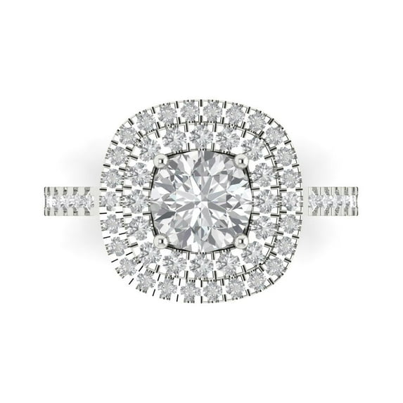Solitaire with Accents Engagement Ring for Women - 1.615ct White Sapphire in 14K White Gold Promise Ring