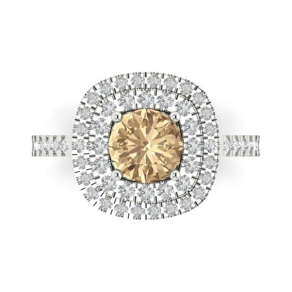 Solitaire with Accents Engagement Ring for Women - 1.615ct Yellow Moissanite in 14K White Gold Promise Ring