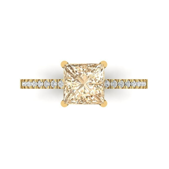 Solitaire with Accents Engagement Ring for Women - 1.62ct Natural Morganite in 18K Yellow Gold Promise Ring