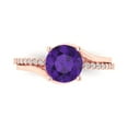 thumbnail image 1 of Solitaire with Accents Engagement Ring for Women - 1.71ct Natural Amethyst in 14K Rose Gold Promise Ring, 1 of 6