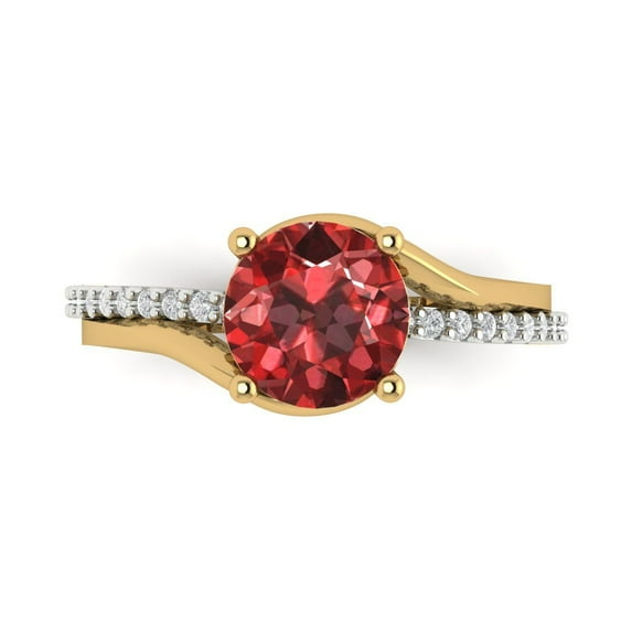 Solitaire with Accents Engagement Ring for Women - 1.71ct Natural Garnet in 14K White/Yellow Gold Promise Ring
