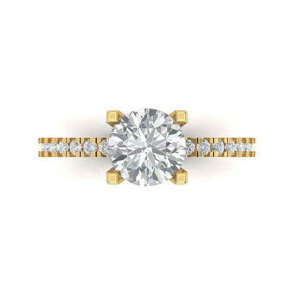 Solitaire with Accents Engagement Ring for Women - 1.71ct Simulated Diamond in 18K Yellow Gold Promise Ring