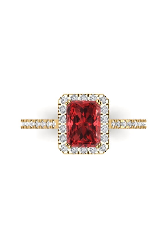 Solitaire with Accents Engagement Ring for Women - 1.86ct Natural Garnet in 14K Yellow Gold Promise Ring