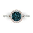 thumbnail image 1 of Solitaire with Accents Engagement Ring for Women - 1.86ct Natural London Blue Topaz in 14K White/Rose Gold Promise Ring, 1 of 8