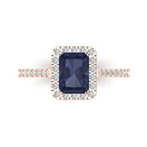 Solitaire with Accents Engagement Ring for Women - 1.86ct Simulated Blue Sapphire in 18K Rose Gold Promise Ring