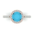 thumbnail image 1 of Solitaire with Accents Engagement Ring for Women - 1.86ct Simulated Turquoise in 14K White/Rose Gold Promise Ring, 1 of 8