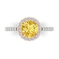 thumbnail image 1 of Solitaire with Accents Engagement Ring for Women - 1.86ct Simulated Yellow Diamond in 14K White/Rose Gold Promise Ring, 1 of 8