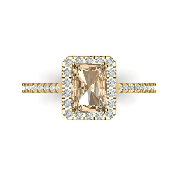 Solitaire with Accents Engagement Ring for Women - 1.86ct Yellow Moissanite in 14K Yellow Gold Promise Ring