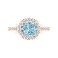 thumbnail image 1 of Solitaire with Accents Engagement Ring for Women - 1.8ct Natural Aquamarine in 14K Rose Gold Promise Ring, 1 of 8