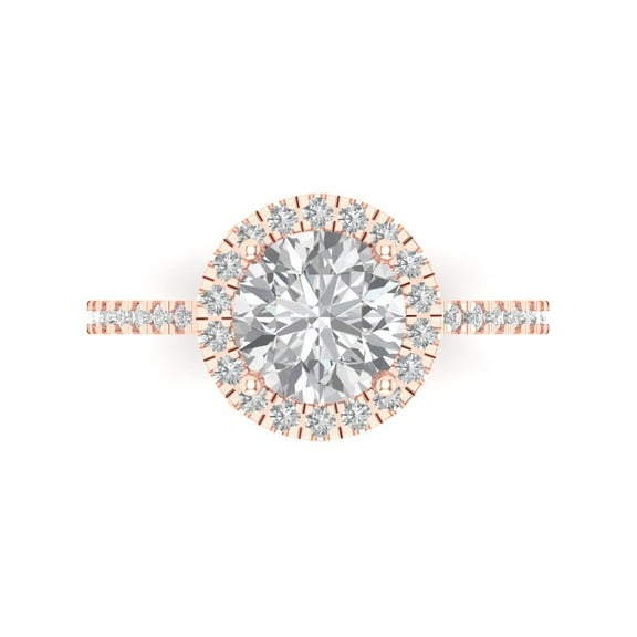 Solitaire with Accents Engagement Ring for Women - 1.8ct White Sapphire in 14K Rose Gold Promise Ring