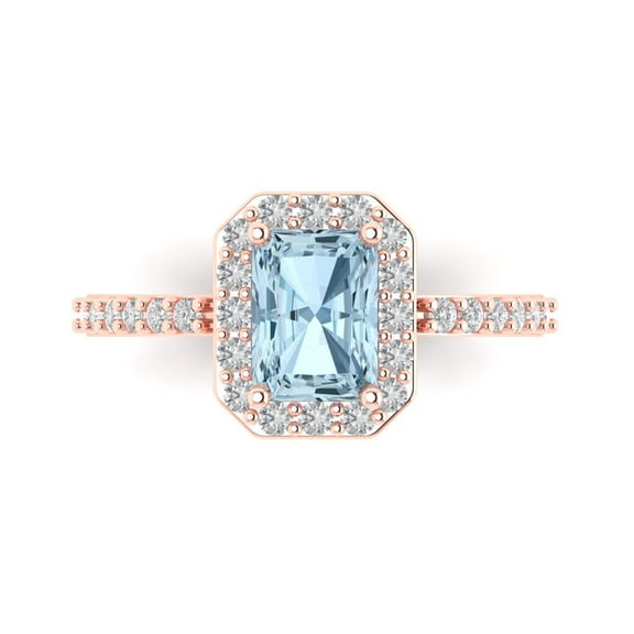 Solitaire with Accents Engagement Ring for Women - 1.92ct Natural Swiss Blue Topaz in 14K Rose Gold Promise Ring