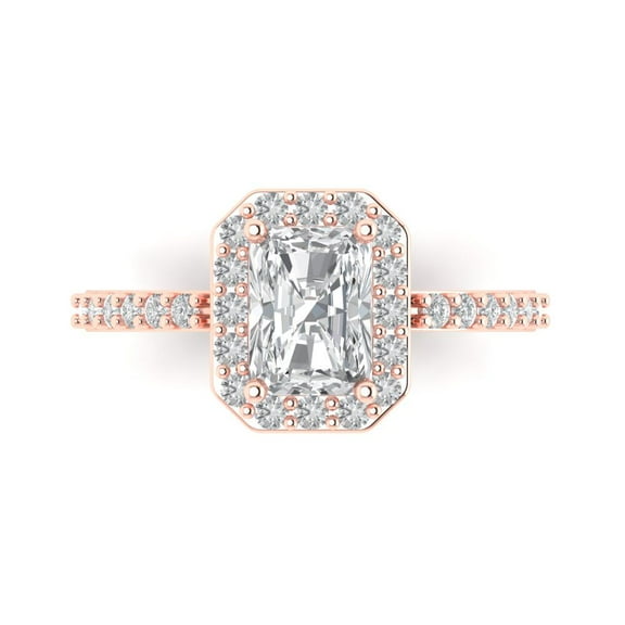 Solitaire with Accents Engagement Ring for Women - 1.92ct White Sapphire in 14K Rose Gold Promise Ring