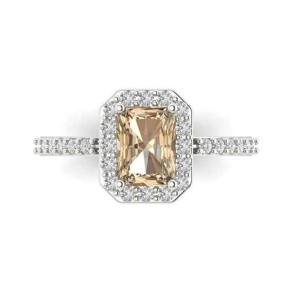 Solitaire with Accents Engagement Ring for Women - 1.92ct Yellow Moissanite in 14K White Gold Promise Ring