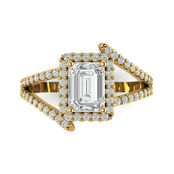 Solitaire with Accents Engagement Ring for Women - 1.935ct Simulated Diamond in 14K Yellow Gold Promise Ring