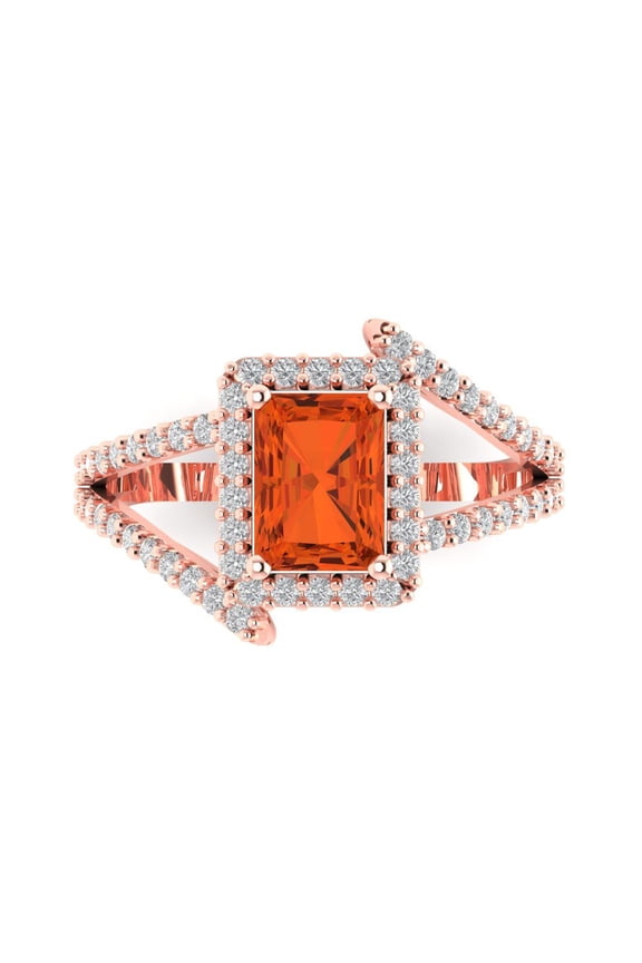 Solitaire with Accents Engagement Ring for Women - 1.935ct Simulated Red Diamond in 14K Rose Gold Promise Ring